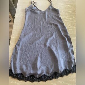 Urban Outfitters Charcoal Slip with Black Lace Trim